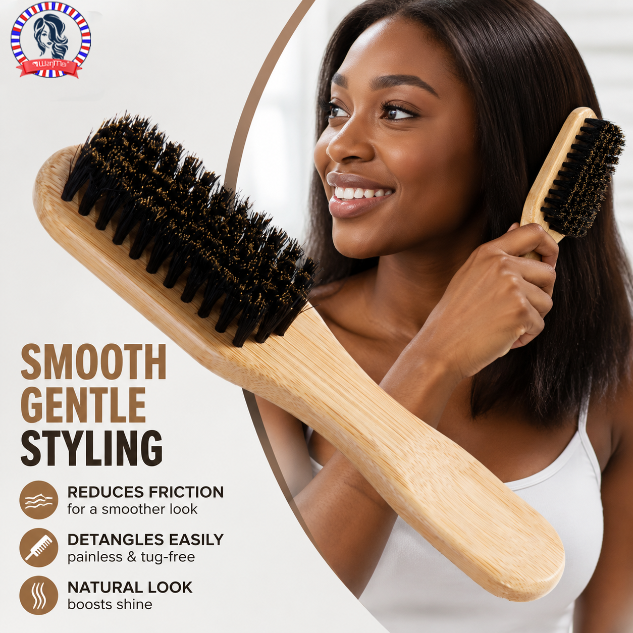 Men'S Grooming Hairstyles - Bamboo Wood Bristle Brush Reduces Friction