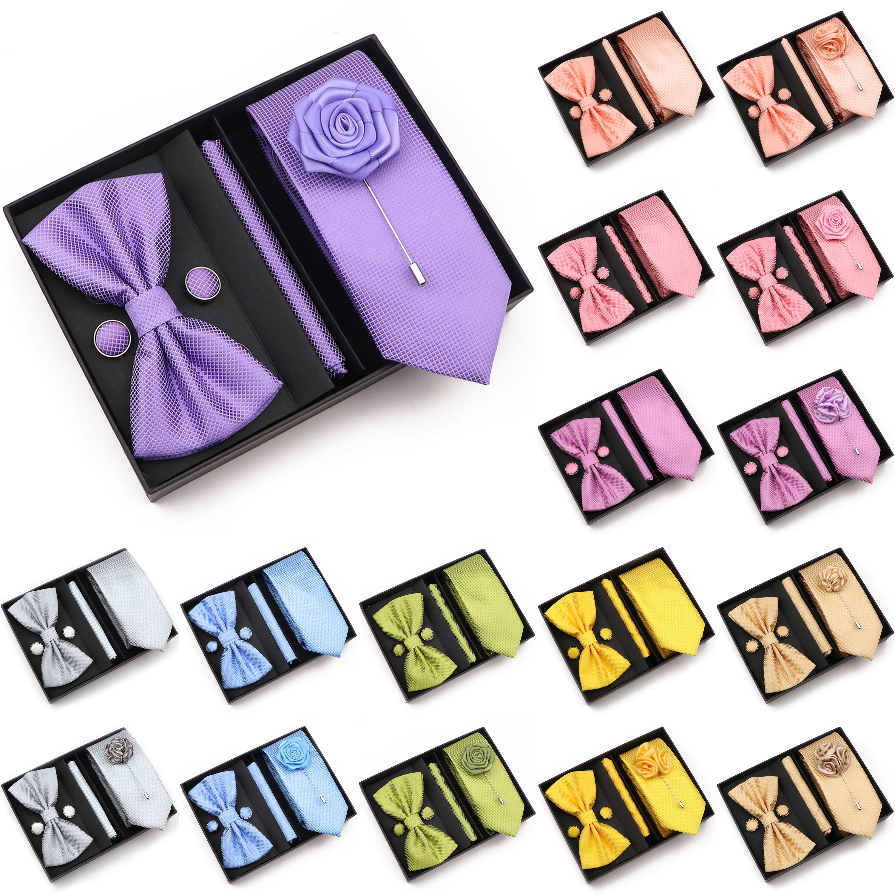 New Style Tie Set Solid Color  - Men'S Grooming Set Gift 리뷰 및 가격